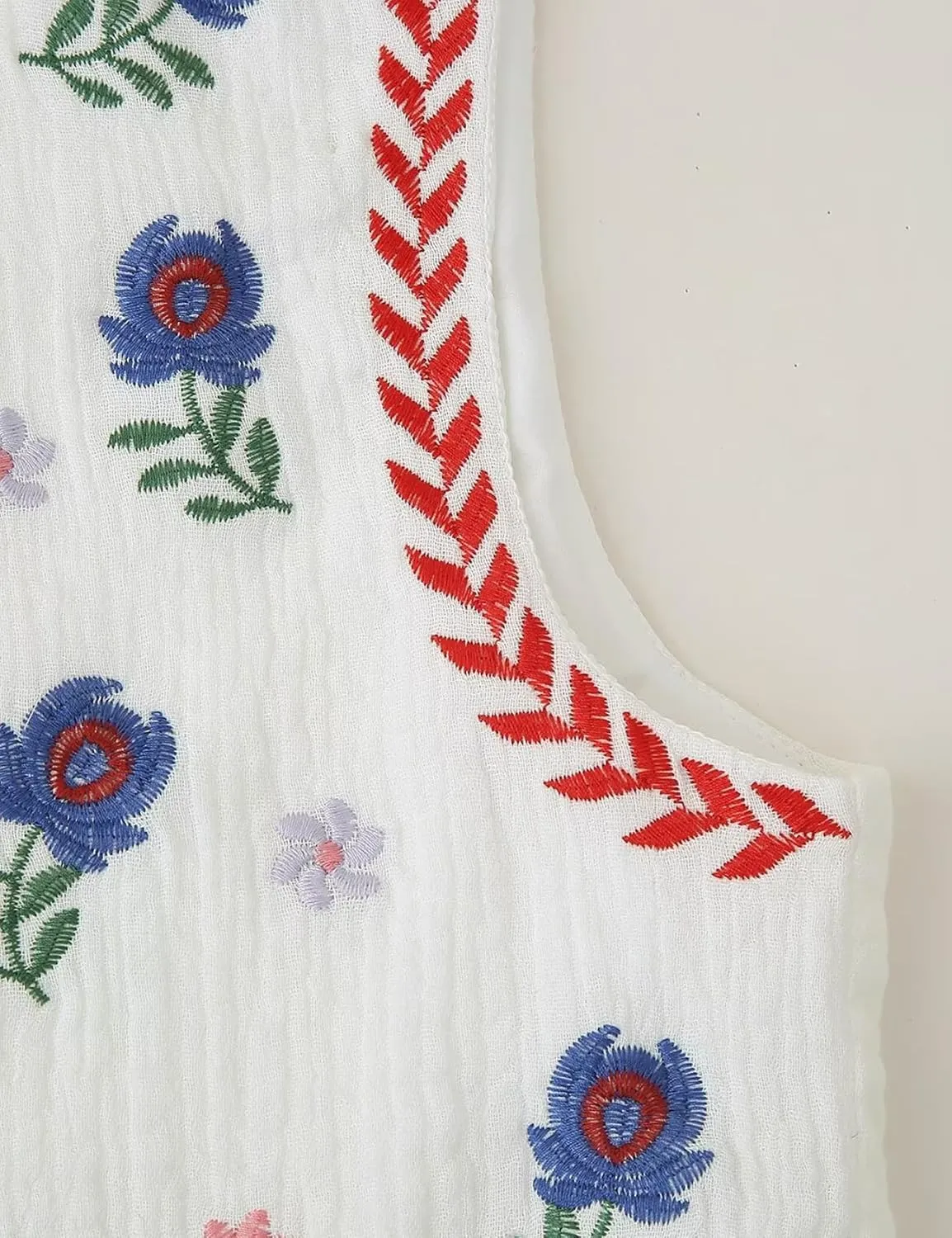 Yimoon Women's Vintage Floral Embroidered Vest Boho Casual Open Front Sleeveless Cardigan Waistcoat