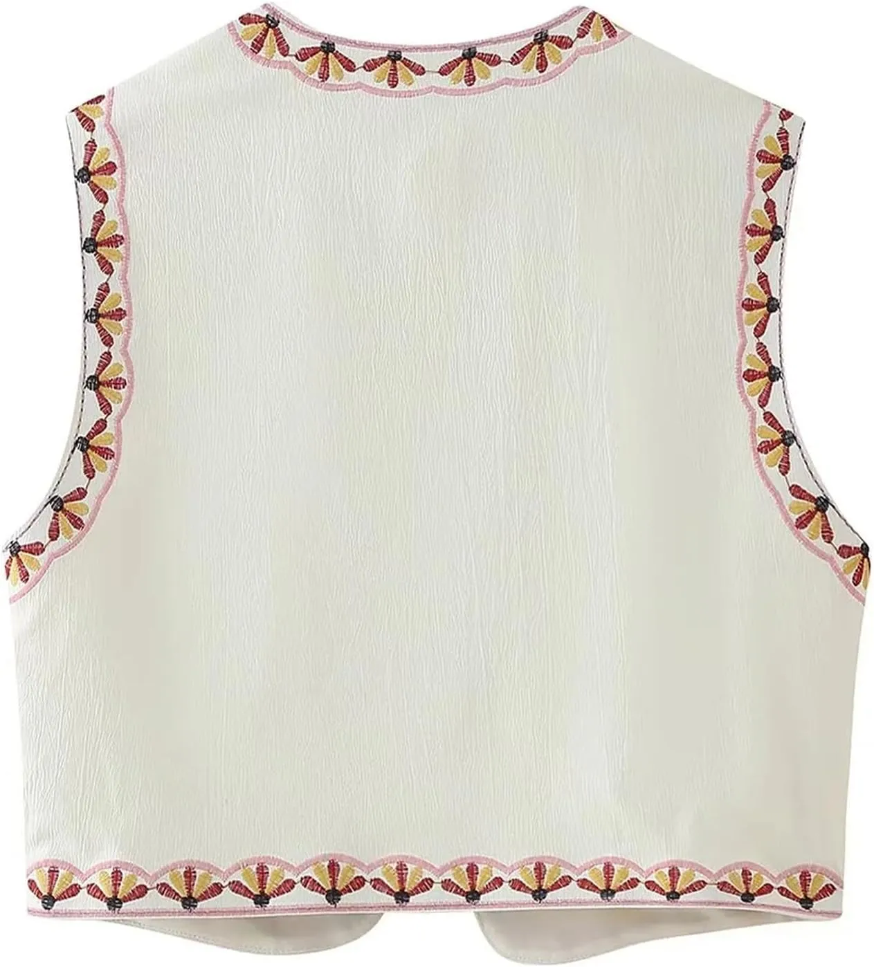 Yimoon Women's Vintage Floral Embroidered Vest Boho Casual Open Front Sleeveless Cardigan Waistcoat
