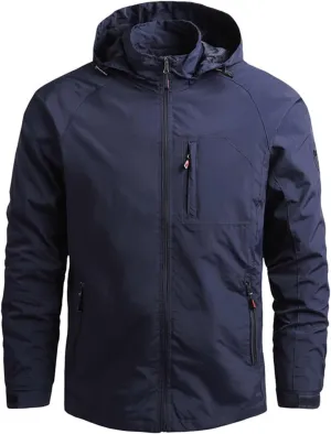 Ymosrh Jacket Lightweight Waterproof Rain Jacket with Hood Outdoor Raincoat Softshell Jacket for Hiking Travel, XL-5XL