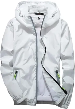 Ymosrh Men's Light Rain Jacket Lightweight Nylon Windbreaker Wind & Water Resistant Jacket, M-7XL
