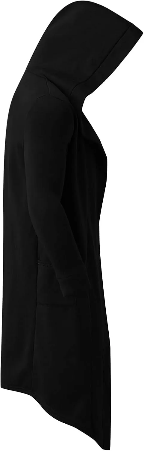 ZYXTIM Men's Casual Long Hooded Draped Cardigan Long Sleeve Shawl Ruffle Open Front Lightweight Cape Cloak Overcoat