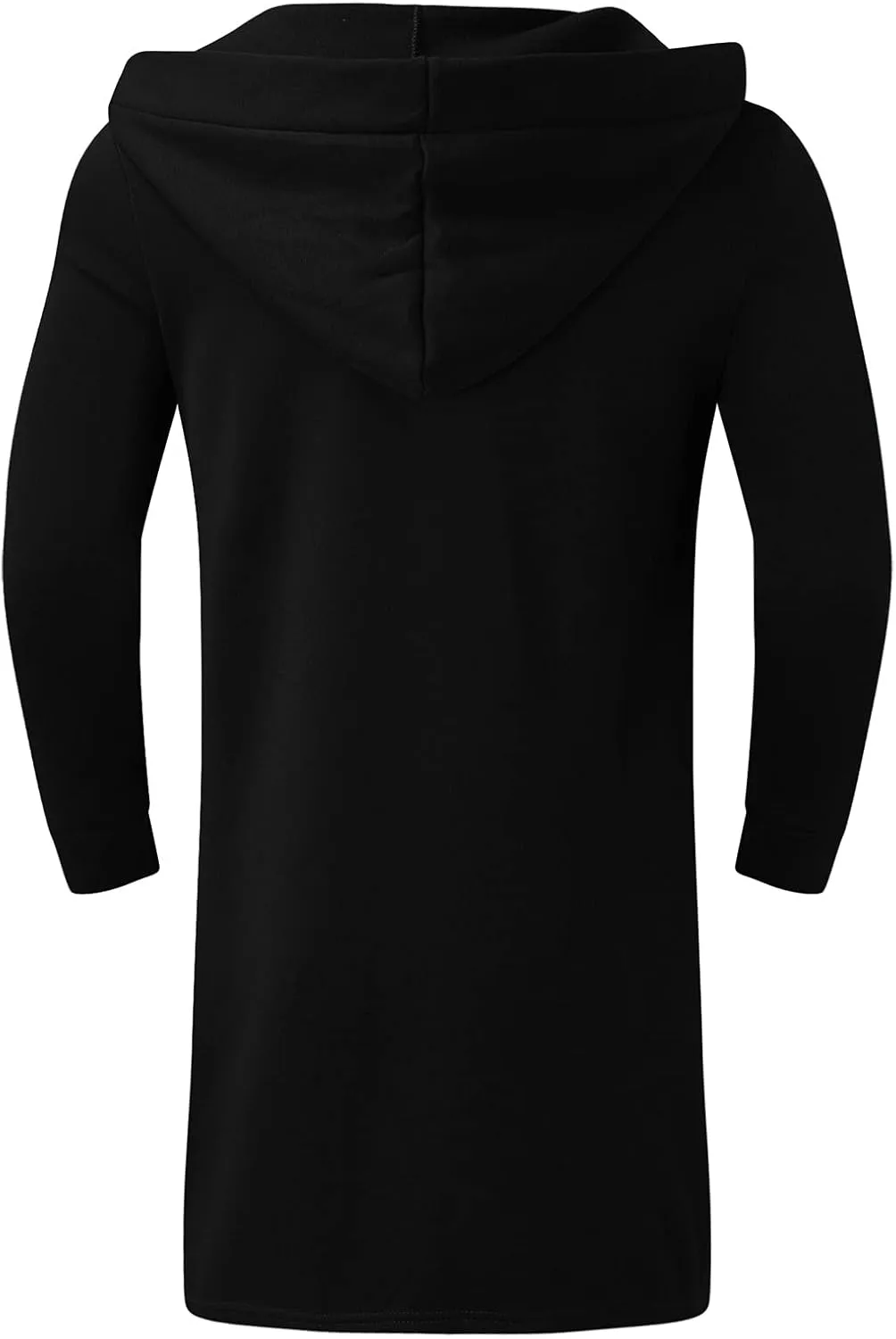 ZYXTIM Men's Casual Long Hooded Draped Cardigan Long Sleeve Shawl Ruffle Open Front Lightweight Cape Cloak Overcoat