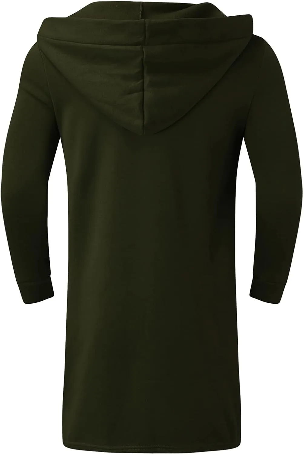 ZYXTIM Men's Casual Long Hooded Draped Cardigan Long Sleeve Shawl Ruffle Open Front Lightweight Cape Cloak Overcoat